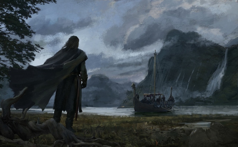 Fantasy, 1080P, Drakkar, Viking, Warrior, Cape, Boat