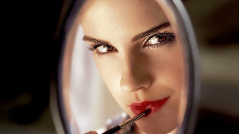 red lipstick, young adult, 1080P, women, applying, Emma Watson, body part, makeup, make-up, lipstick, beauty, one person, headshot, make-up brush, actress