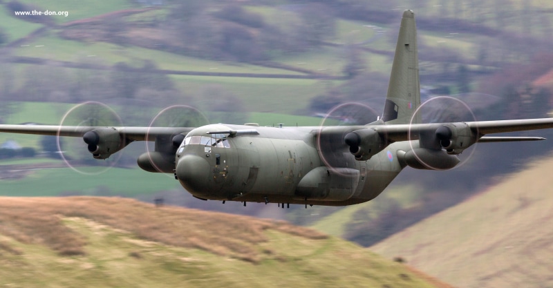 single object, mountain, raf, field, airplane, 2K, aviation, military, air vehicle, plane, cargo, hercules, land, nature, landscape, mach loop, wales
