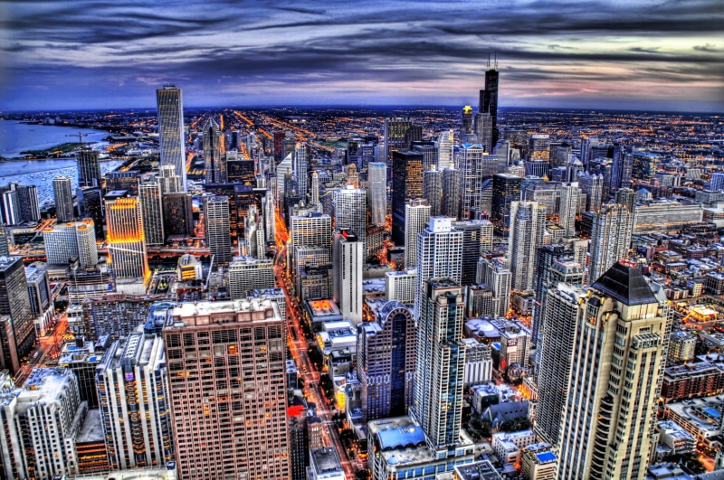 sears tower, evening, lights, modern, travel, sears  tower, downtown, office Building, loop, grid, magnificent mile, usa, chicago, towers, john hancock