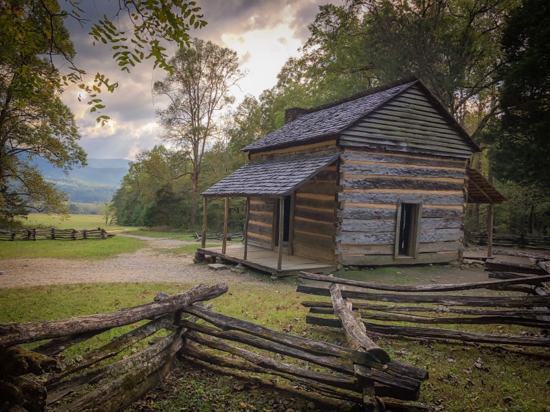 day, built structure, townsend, cades cove loop rd, field, building exterior, environment, landscape, nature, no people, united states, sky, land, cloud - sky