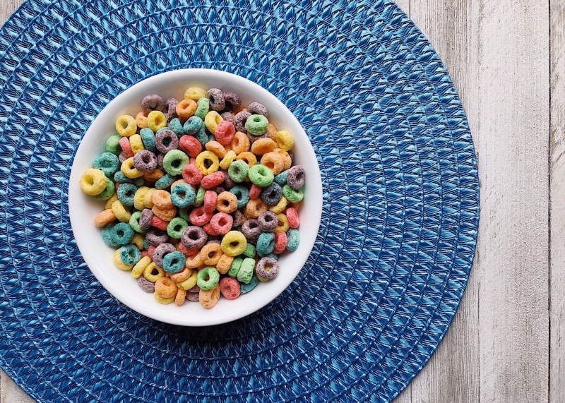 rainbow, healthy eating, high angle view, freshness, bowl, cereal, no people, fruit, indoors, serving size, food and drink, colors, temptation, directly above