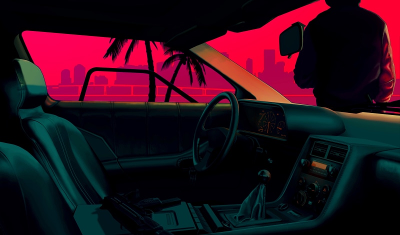 4K, video games, DMC DeLorean, Car Interior, Hotline Miami