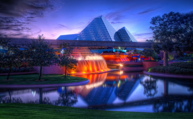 building, cloud - sky, architecture, building exterior, fountain, long exposure, office building exterior, skyscraper, plant, travel destinations, blurred motion