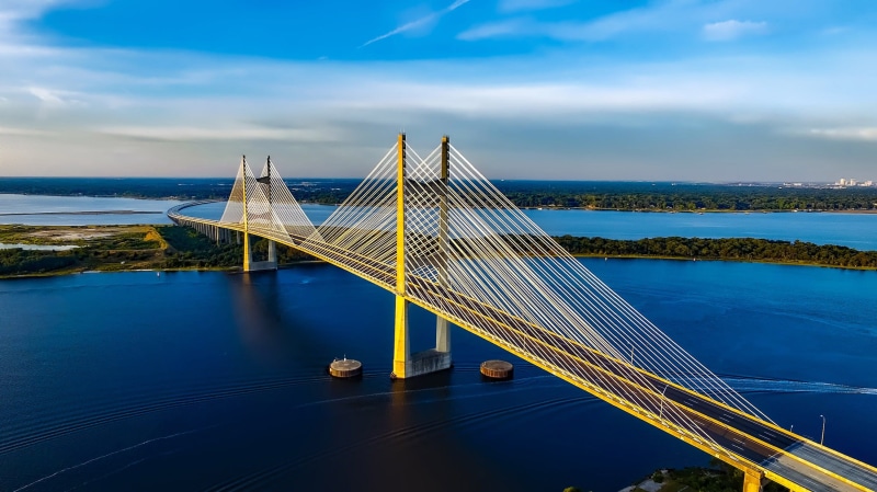 jacksonville, nature, urban Scene, blue, beauty in nature, Dames Point Bridge, connection, bay, architecture, sky, travel destinations, built structure