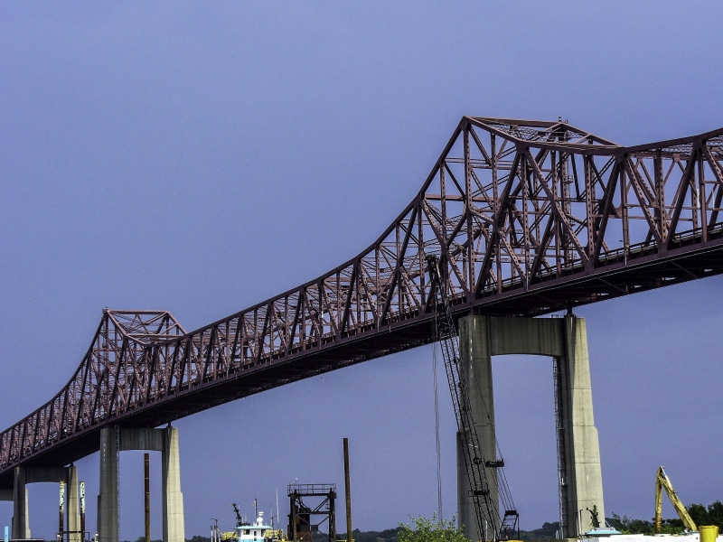 travel destinations, outdoors, girder, engineering, river, bridge - Man Made Structure, 2K, Mathews Bridge, travel, Florida, Jacksonville, sky, tourism