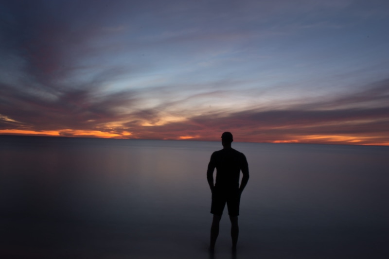 men, golden, captiva, man, tranquility, cloud - sky, sea, beautiful, facing, sky, body, near, scenics - nature, sunset, silhouette, florida, hour, lifestyles