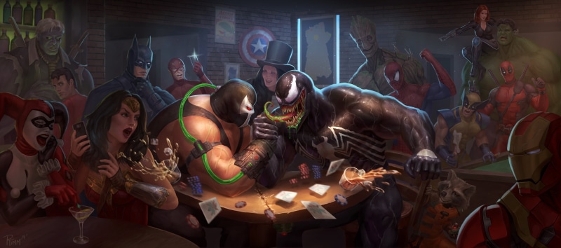 Hulk, Crossover, DC Comics, 2K, Marvel Comics, Wonder Woman, Groot, Harley Quinn, Wolverine, Iron Man, Bane (DC Comics), Batman, Comics, Deadpool, Rocket Raccoon