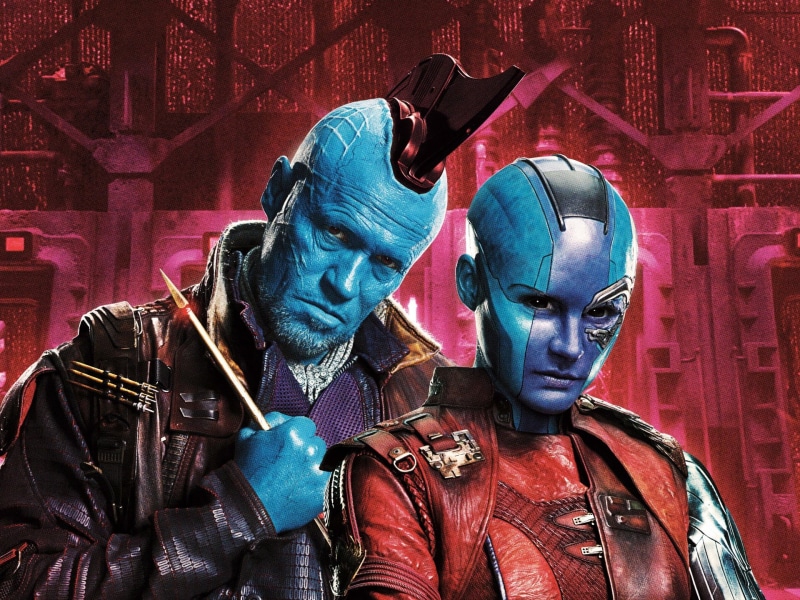 Michael Rooker, men, architecture, sculpture, two people, indoors, safety, protection, young men, human representation, 1080P, representation, Karen Gillan