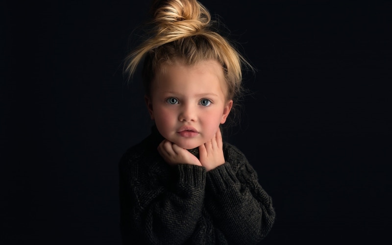 Black, Background, Girl, Cute, s, Portrait, knit, 1080P, Blonde, Baby, sweater