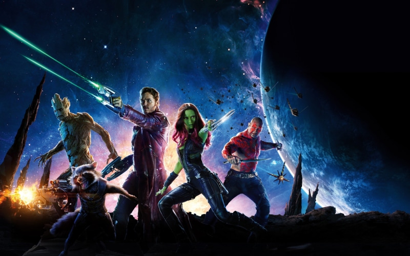 Comics, planets, Groot, Drax, galaxy, Zoe Saldana, stars, Dave Bautista, fantasy, Rocket, Chris Pratt, Star Lord, Gamora, 2K, Peter Quill, guardians, Dave Batista