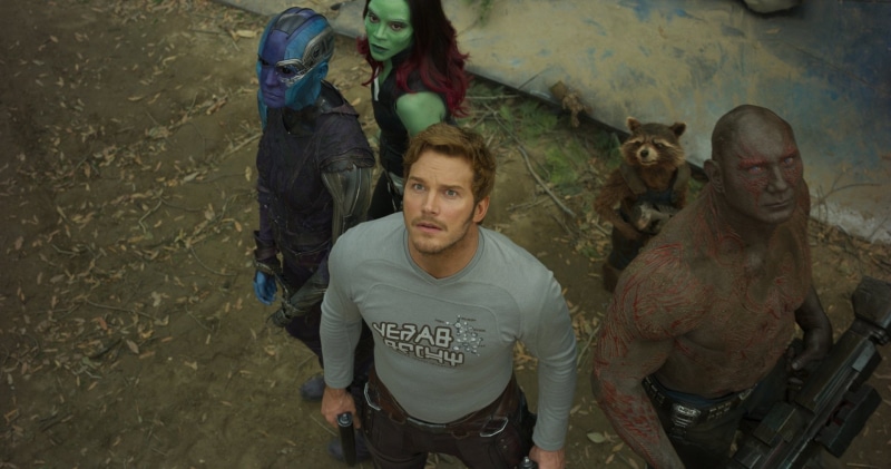 Nebula (Marvel Comics), government, looking at camera, group of people, three quarter length, portrait, Zoe Saldana, Gamora, Star Lord, crime, architecture