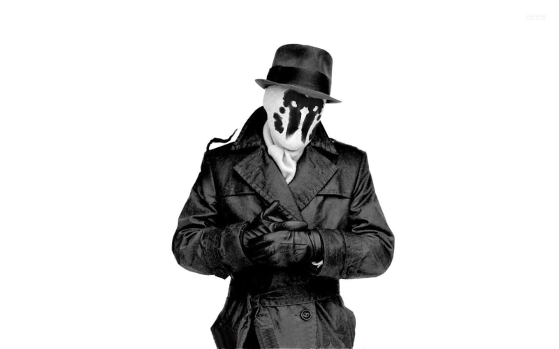 jacket, men, indoors, Watchmen, young men, character, 720P, copy space, superhero, helmet, hands in pockets, cut out, Rorschach, studio shot, obscured face