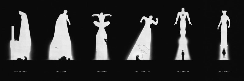 Batman, Iron Man, Superman, DC Comics, Marvel Comics, Spider-Man, dark, black, monochrome, 2K, Wolverine, silhouette, The Flash