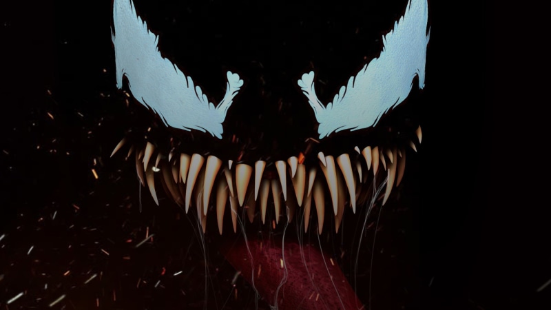 venom movie, art, animal themes, digital art, 1080P, artstation, black background, studio shot, closeup, marine, venom, indoors, dark, animal wildlife