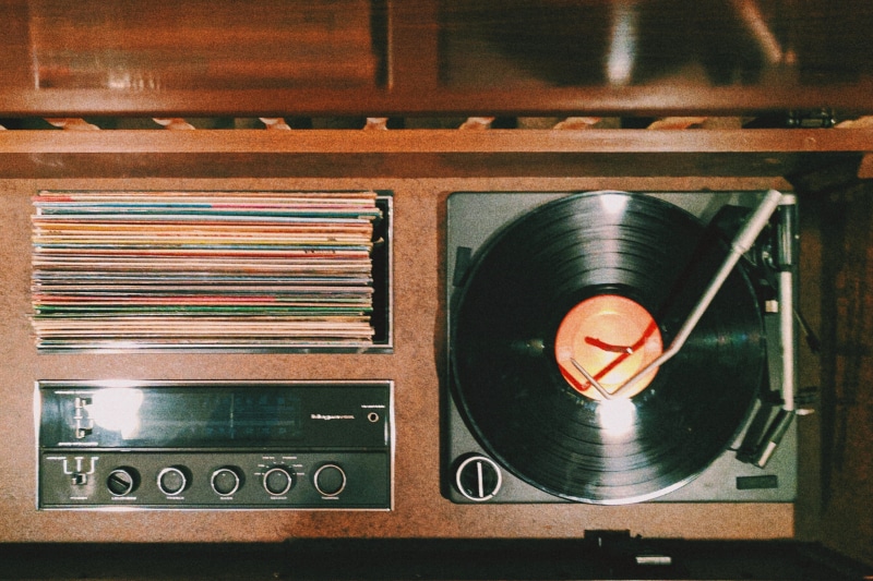 record, technology, indoors, antique, mixing, audio equipment, directly above, retro, gramophone, turntable, equipment, analog, vintage, arts culture and entertainment