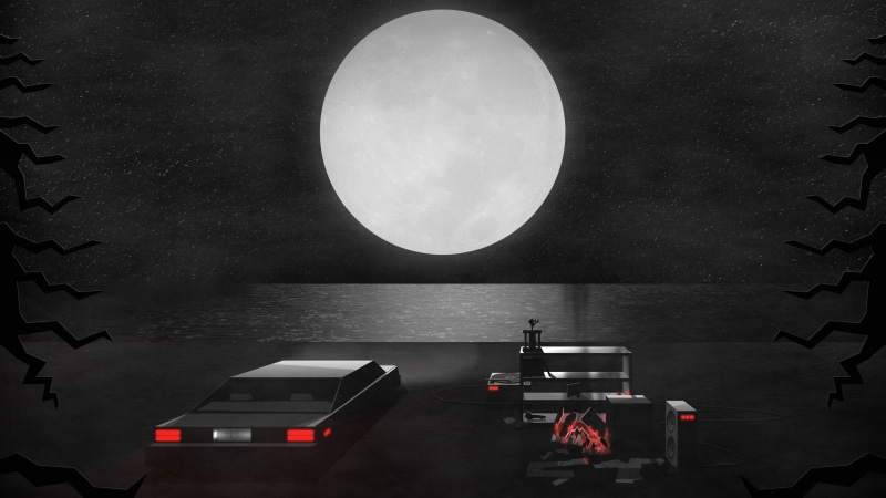moonlight, tranquil scene, dark, illuminated, circle, night, trees, space, lights, planetary moon, Moon, geometric shape, speakers, tranquility, shelves
