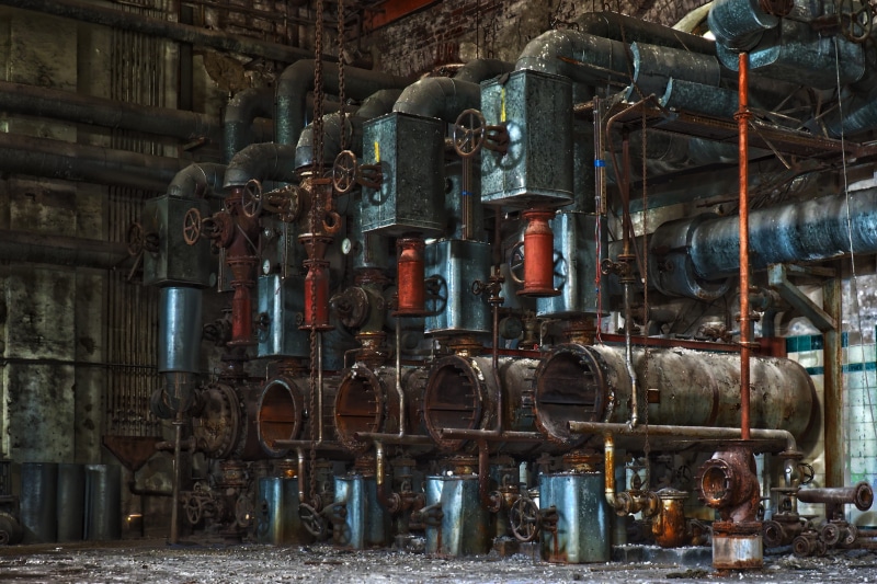 messy, abandoned, lost places, metal, rusty, 4K, industrial building, shabby, day, pipes, architecture, dilapidated, industrial plant, deterioration, wall - building feature