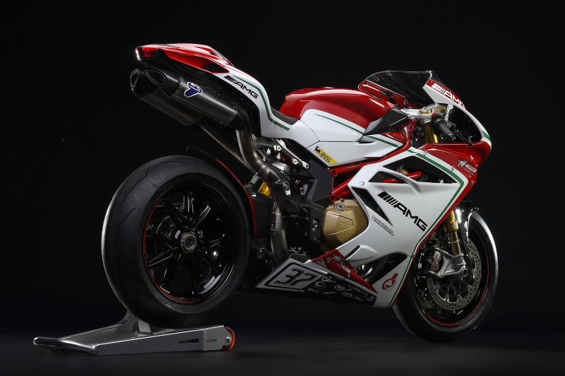 motorsport, chrome, transportation, reflection, auto racing, sport, MV agusta, exhaust pipes, red, wheel, MV Agusta F4 RC, black color, superbike, black background