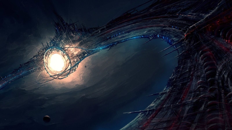 computer Graphic, backgrounds, light - Natural Phenomenon, low angle view, snow, science fiction, space station, digital art, blue, science, illuminated