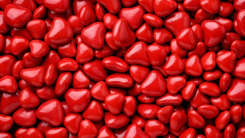red, hearts, 8K, love image, Valentines Day, 8k