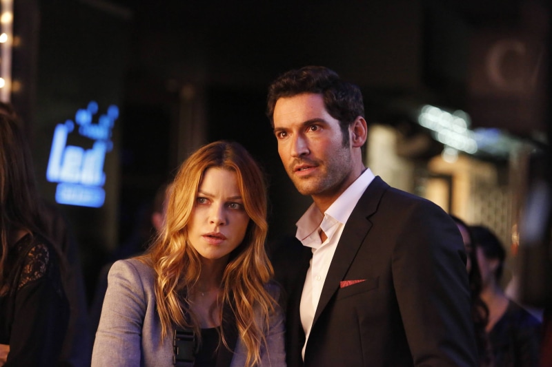 night, heterosexual couple, people, lucifer, focus on foreground, women, togetherness, tv shows, young men, couple - relationship, 2K, males, well-dressed