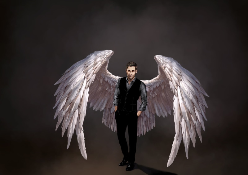 animal body part, hd, young women, animal wing, artwork, lucifer, young adult, costume, costume wing, art, feather, clothing, spread wings, indoors, tv shows