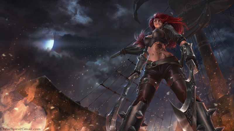 alien, males, young women, katarina (league of legends), danger, two people, monster - Fictional Character, flame, warrior, League of Legends