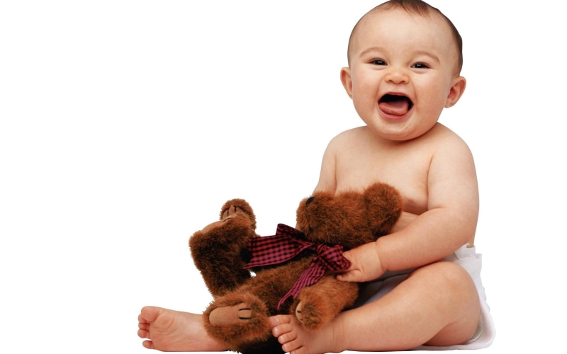 baby, cute, with, teddy, 1080P