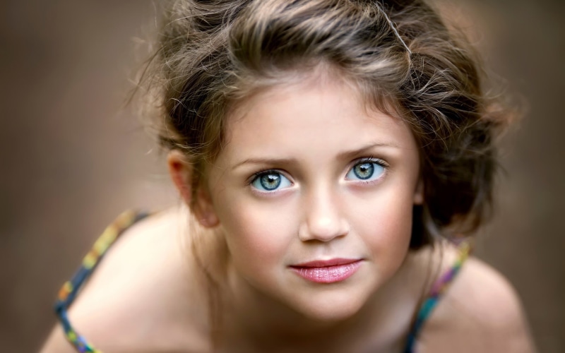 Girl, yellow, 1080P, strap, s, top, spaghetti, blue, Eyes, Portrait, Face, Cute, Little