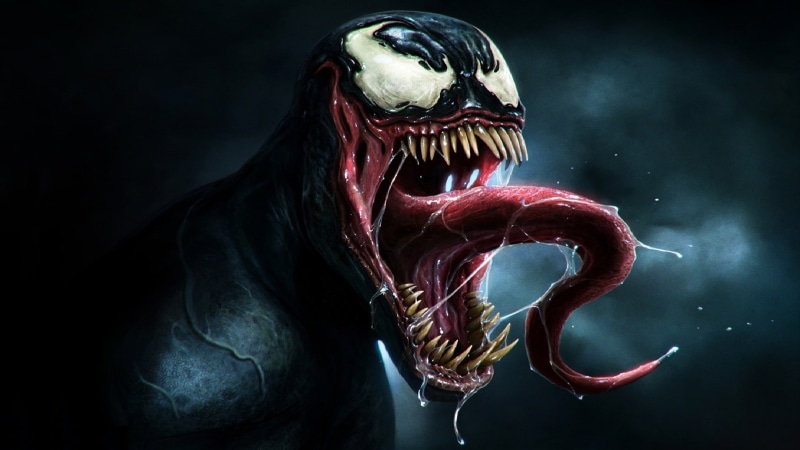comic art, teeth, artwork, Venom, dark, creature, 720P, comics