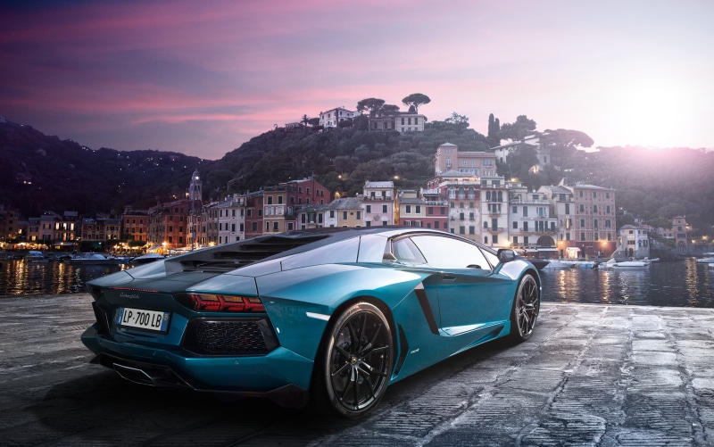 cars, outdoors, lamborghini aventador, 4K, land vehicle, building exterior, sky, cityscape, transportation, vintage car, 4k, nature, lamborghini, street