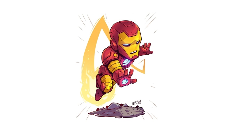 Iron Man, 1080P, Marvel Comics, simple background, Derek Laufman, white background, artwork