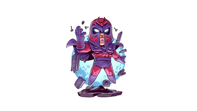 simple background, 1080P, white background, artwork, Magneto, Marvel Comics, Derek Laufman