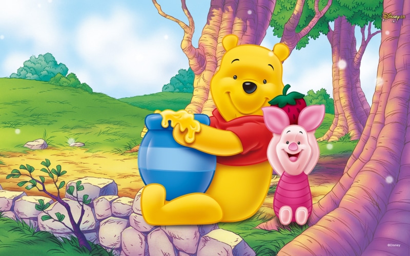 2K, pot, desktop, pooh, hd, piglet, cartoon, disney, winnie, honey