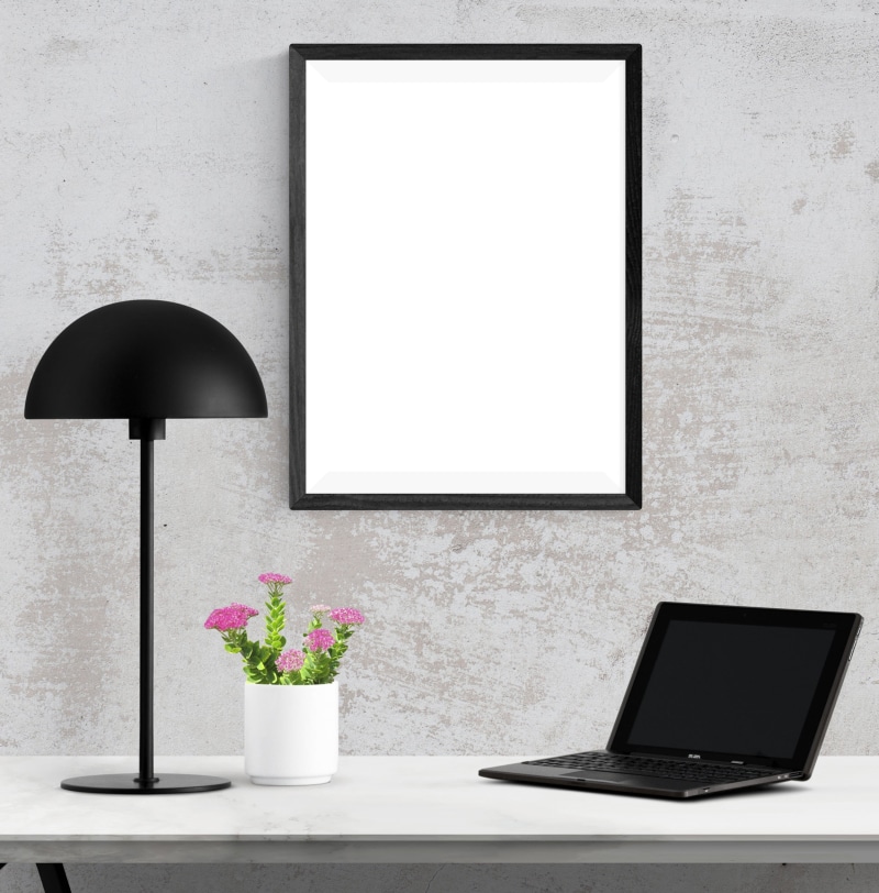 interior, still life, template, laptop, computer, wall - building feature, vase, decorative, blank, indoors, desk, mockup, table, flowering plant, 2K