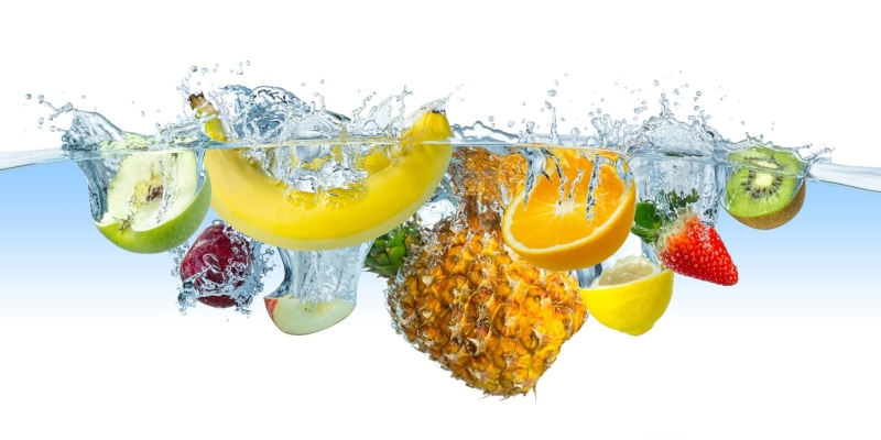 Apple, Fruits, Kiwi, Water, orange (Fruit), Fruit, Banana, Pineapple, Lemon, Strawberry, 1080P