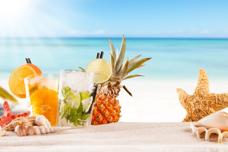 5K, summer, water, refreshment, pineapple, tropical, healthy eating, food, horizon over water, beach, sea, orange, paradise, food and drink, drinking glass