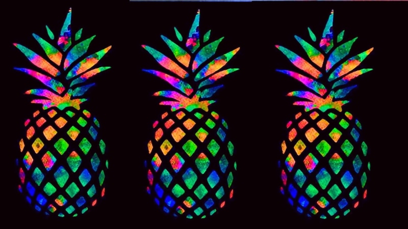 colorful, light, cute, abstract, ananas, 1080P, design, fruit, pattern, pineapple, digital art, graphics, neon