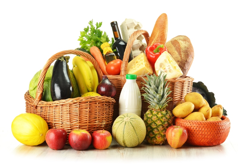 red, vegetable, organic, dieting, fruit, food, groceries, merchandise, greens, raw Food, wellbeing, products, eggs, eating, bread, orange color, bananas