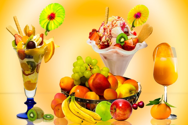 fruit, party, household equipment, snack, delicious, food, orange - fruit, ice, grape, eat, ice cream sundae, summer, photo, no people, fruit bowl, glass