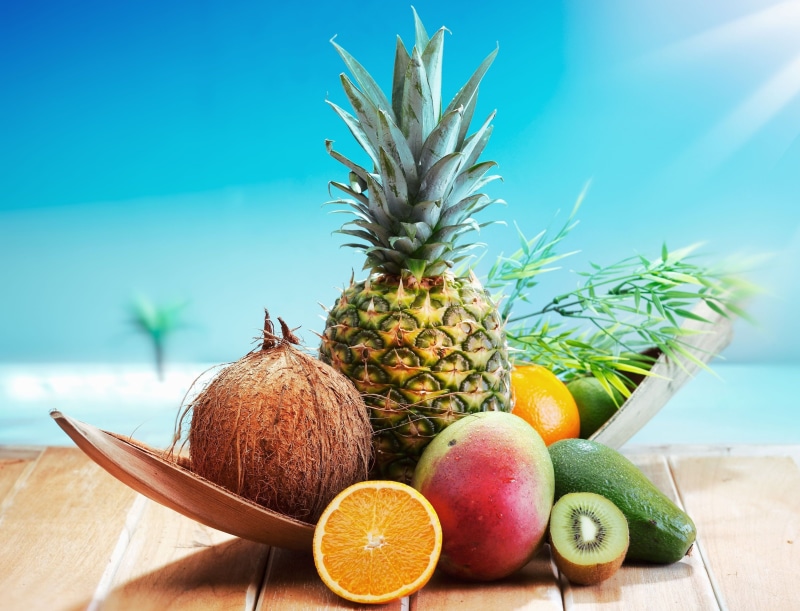 wood - Material, healthy Eating, drink, kiwi, orange, tropical Climate, mango fruit, wellbeing, gourmet, slice, fruits, food, summer, choice, 2K, cocktail