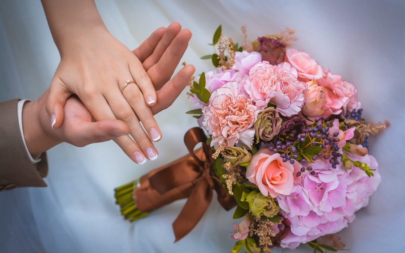 Roses, Flowers, Hand, Love, Bouquet, Wedding, 2K