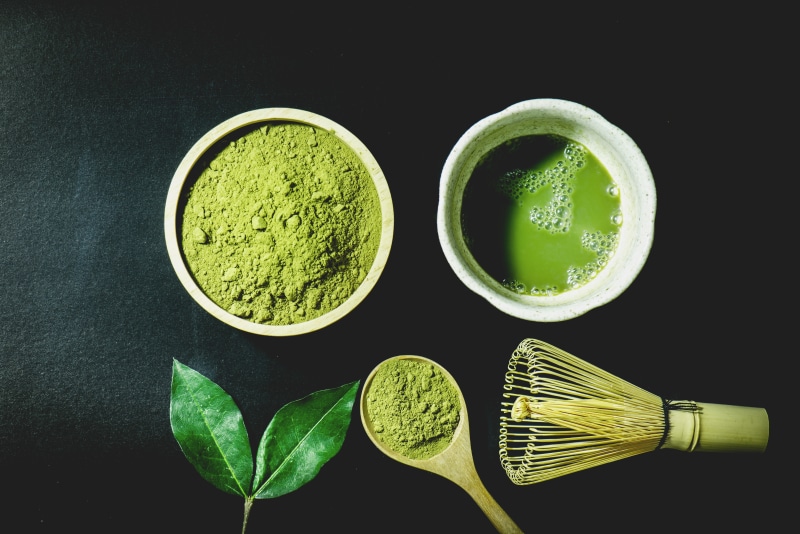 power, freshness, still life, green color, food, tea, healthy eating, black background, green tea, leaf, ceramic, no people, white, wellbeing, matcha tea