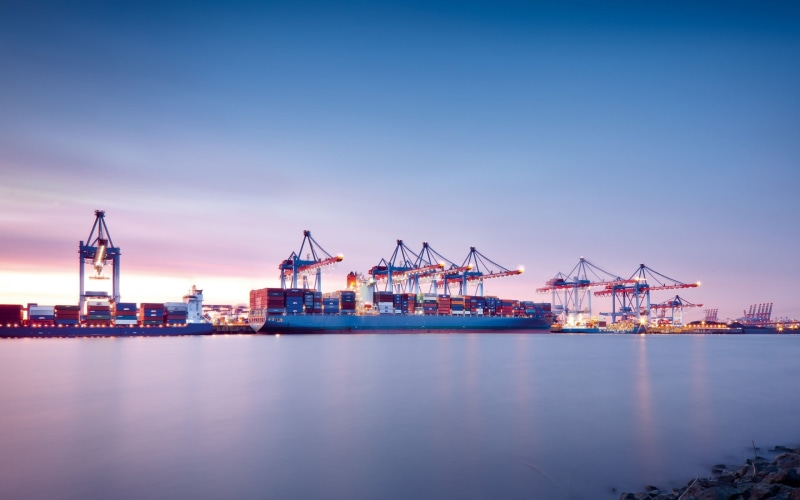 transportation, ports, freight transportation, nature, Hamburg, dock, container ship, machinery, harbor, business, waterfront, water, gray, brown, crane - construction machinery