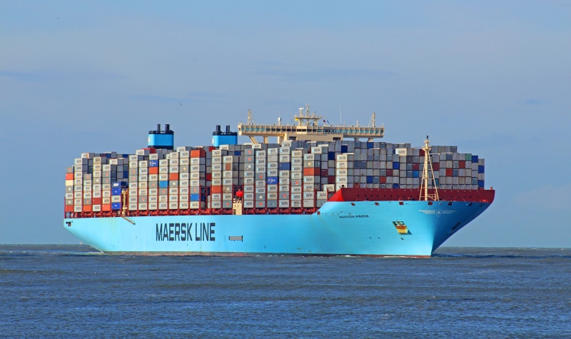 Madison, The ship, Board, A container ship, Cargo, 5K, Madison Maersk, Container, Maersk, Maersk Line, Line, Reflection