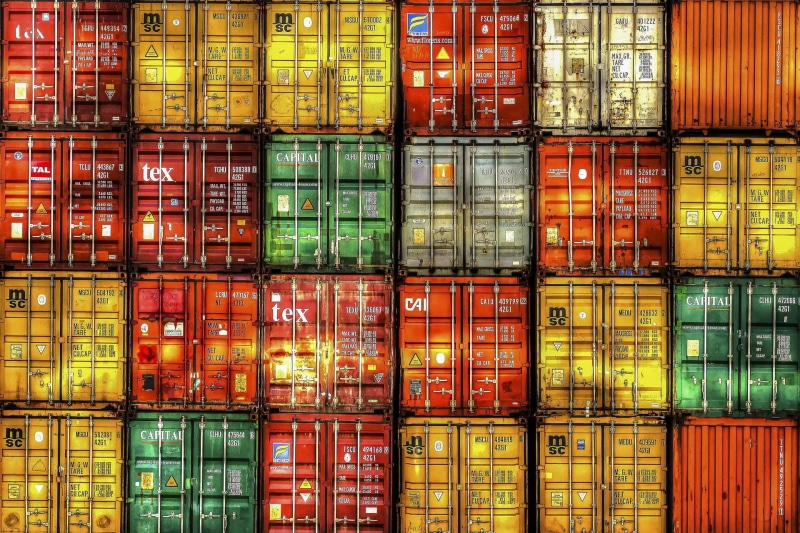 cargo container, industry, pier, shipping, color, container, commercial dock, no people, lot, stack, 1080P, water, colorful, abundance, containers, freight transportation