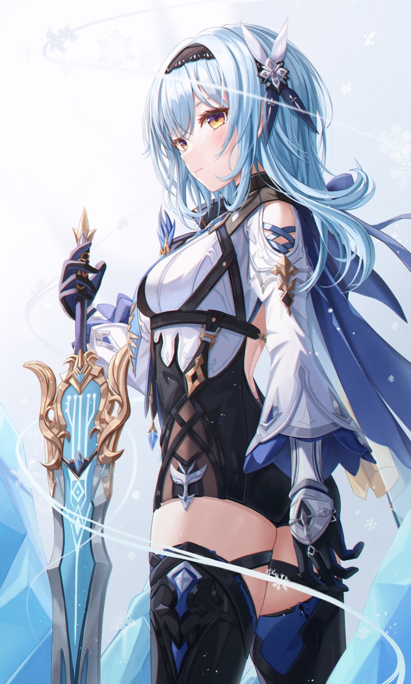 anime girls eating, 2K, Eula(Genshin impact), Genshin Impact