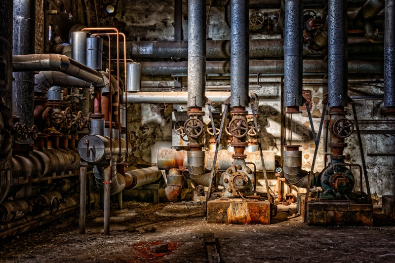 industry, old, valve, masonry, forgotten places, forget, machinery, house, boiler room, pipeline, building, lost places, industrial equipment, machine part