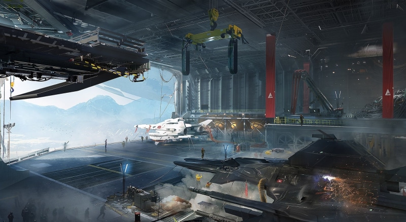industrial equipment, manufacturing equipment, machinery, container, concept art, 1080P, no people, hangar, Destiny, illuminated, occupation, industry